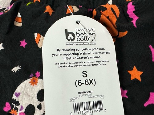 NWT Girls Halloween Tiered Skirt 6 6X S Skull Bat Candy Pumpkin Black Wonder - Picture 3 of 9