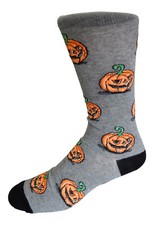 NEW Halloween Jack O Lantern Pumpkin Adult Crew Novelty Fun Socks Gray OSFM