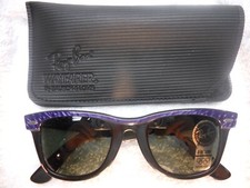 New Vintage Ray Ban B&L Wayfarer I W1184 Violet Ebony Made in USA Gray Lens G-15
