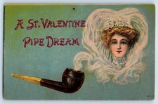 Forest City Iowa IA Postcard Valentine Pipe Dream Smoke Pretty Woman c1910's