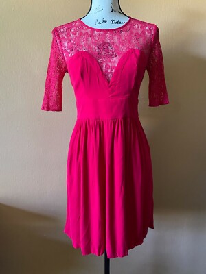 SANDRO Red Viscose Blend Short Sleeve Lace Dress Size 1 | eBay SANDRO Red Viscose Blend Short Sleeve Lace Dress Size 1 | eBay