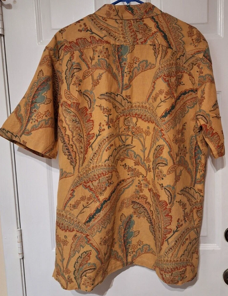 Daniel Cremieux Button Down Shirt Mens Large Paisley Linen Blend Italian Fabric - Image 4 of 4