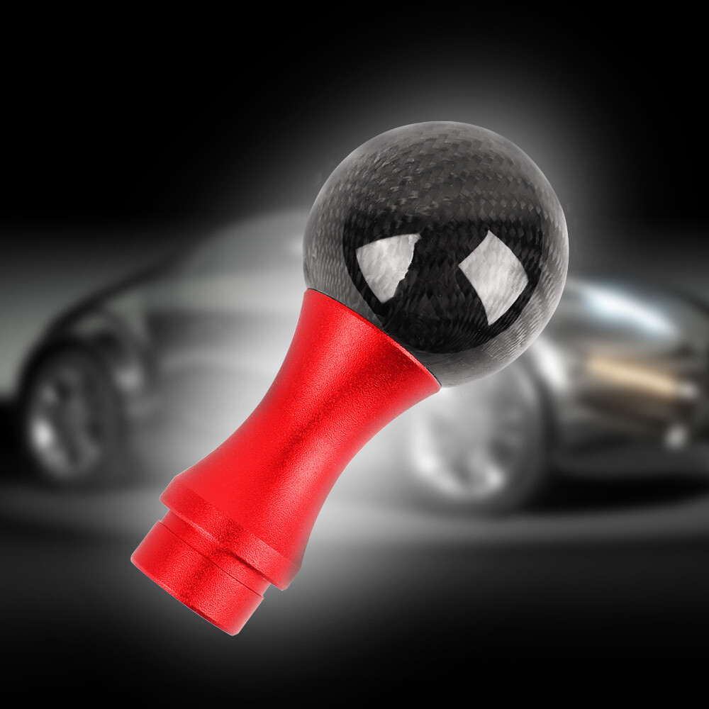 Universal Carbon Fiber Black/Red Ball Shift Knob Manual Gear Shifter