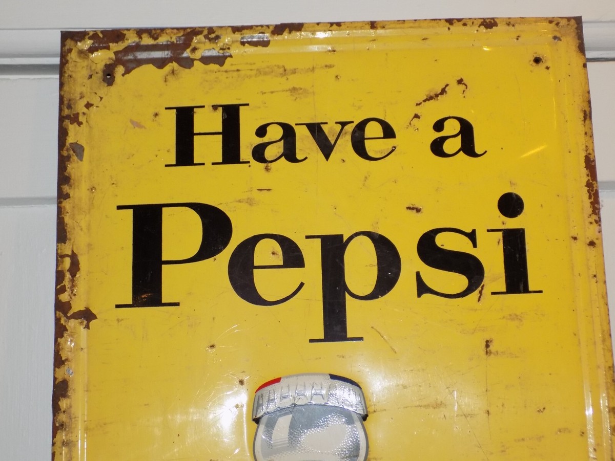 PEPSI ヴィンテージサイン Vintage Metal Pepsi Cola Advertising Sign 31in x 23in single