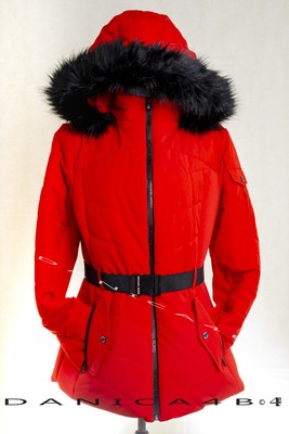 mk red puffer jacket