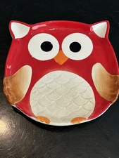 Harry & David Red Owl Plate