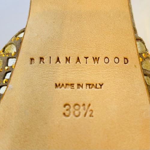 Brian Atwood Size 38.5 (8.5) Gold Brown Suede Tribeca Laser Platform Pumps - Picture 23 of 23