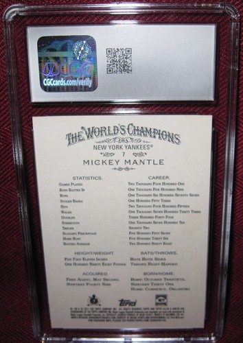 2011 TOPPS ALLEN & GINTER #7 MICKEY MANTLE CGC 10 GEM MINT - Picture 3 of 3