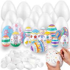 70 Pack White Craft Foam Smooth Polystyrene Easter Eggs 4 Sizes Assorted