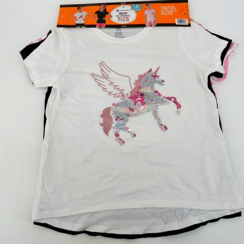 Members Mark 3-Pack Girls T-Shirts Unicorn & Stripes 14/16 NWT - Picture 2 of 4