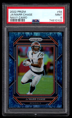 JA'MARR CHASE PSA 9 MINT 2022 PANINI NAVY CAMO PRIZM 04/25 #58