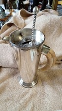Art Deco Silver Plated P.H. Vogel & Co. Water Cocktail Pitcher With Horn Handle