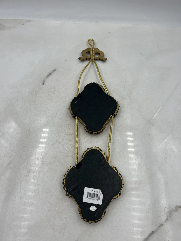 Estilo de vida colgante doble marco de fotos ornamentado dorado rosas arco 2x3 ovalado barroco Foto 2 de 4