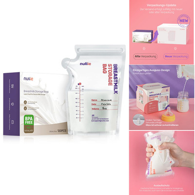 Nuliie Muttermilchbeutel 250ml BPA Frei Selbststehend