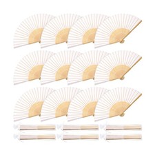 Chunful 60 Pieces Silk Folding Hand Fans with Fabric Sleeve, Bamboo Folded Ha...