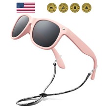 Kids Sunglasses Polarized UV400 TPE with Strap for Boys Girls