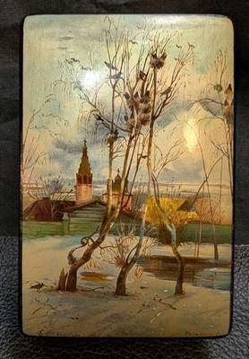 Vintage Russian Lacquerware Box The Rooks Are Returning USSR 1966 Signed