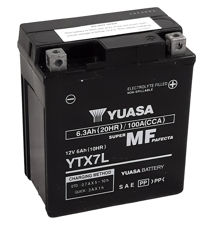 Batterie moto YUASA YTX7L FA activée en usine sans entretien 12V 6Ah