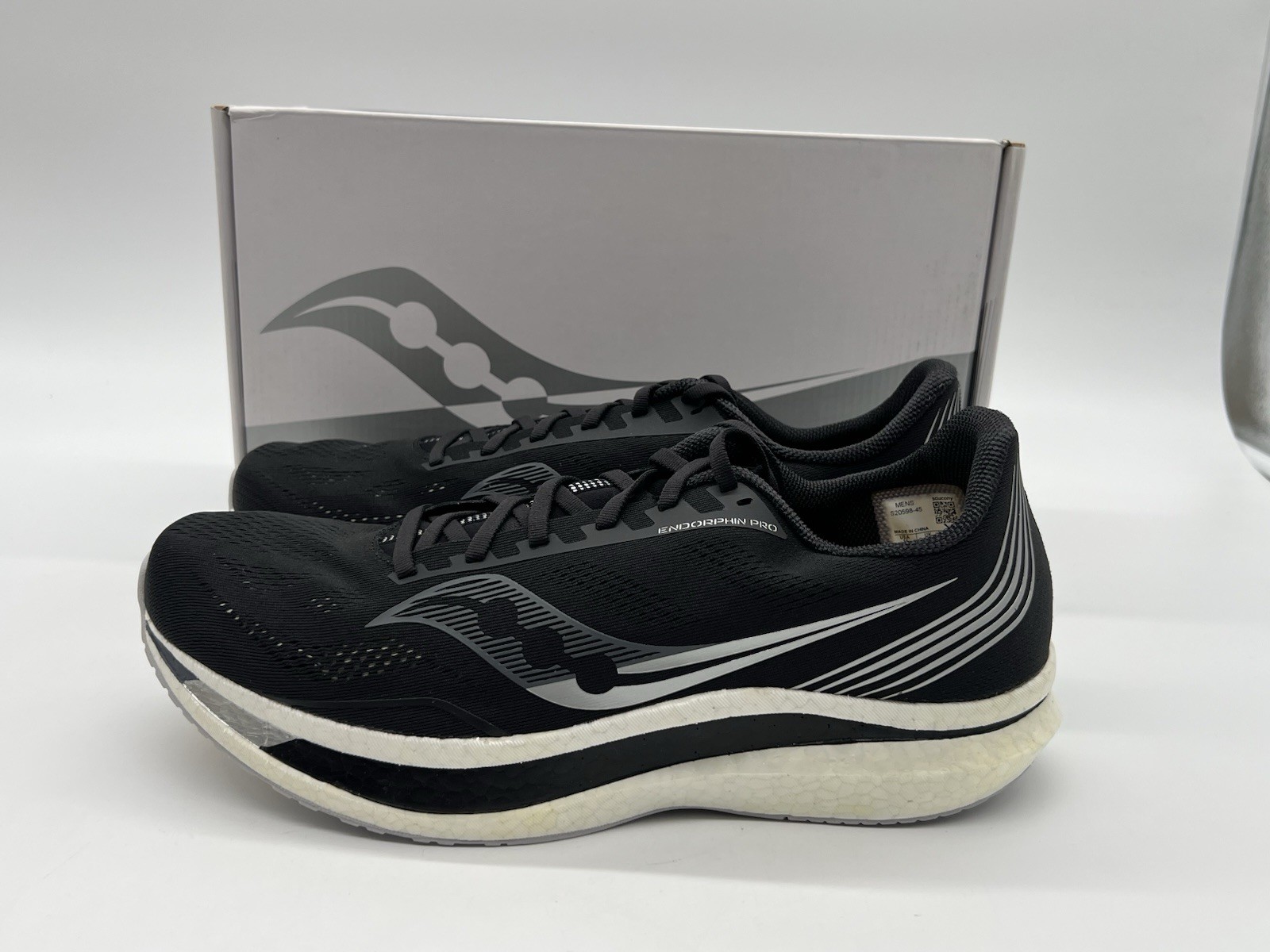 Saucony Endorphin Pro Mens Size 14 Black White Silver Running Shoes S20598-45