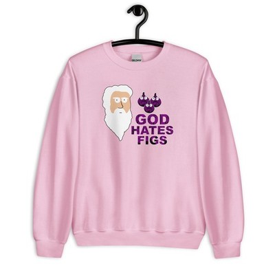 God Hates Figs T-Shirt Funny Cartoon Atheist Anti-Religion Womens Sweatshirt
