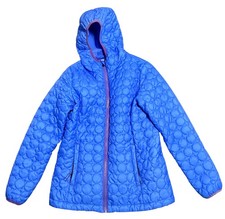 Lands End Jacket Girls Medium 10-12 Blue Quilted Hooded Puffer Coat Winter
