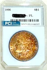 1896 Gem BU +  PL  Prooflike Morgan Dollar Rainbow Toned Obverse
