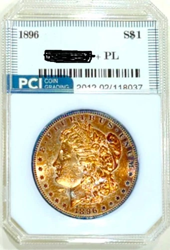 1896 Gem BU +  PL  Prooflike Morgan Dollar Rainbow Toned Obverse