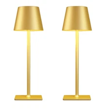 2 Pack Gold Rechargeable Table Lamps,Cordless Lamp with 6000mAh Battery Opera...