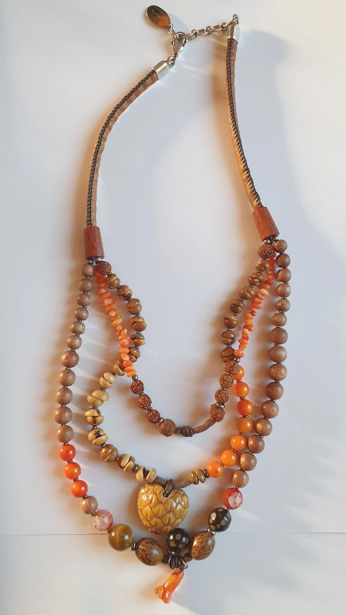 Lot De 5 Colliers Fantaisie - Style Naturel Avec Pierres, Bois, Métal Et Nacre - Bijoux Bohème - Nature Bijoux