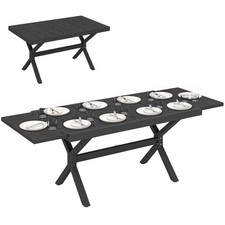 Outsunny Table de jardin extensible 214 x 85 x 73 cm Gris Foncé