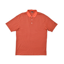 Nike Golf Polo Shirt Mens XL Red Striped Dri-Fit UV Short Sleeve Performance
