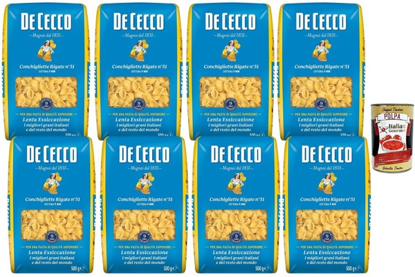 De Cecco Conchigliette Rigate Pasta 8X500G Muschelnudeln 4Kg +Polpa-image