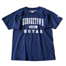 Vintage Georgetown Hoyas Shirt Men's Size L Jersey Blue USA Oversized Football