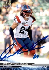 Marc-Antoine Dequoy Signed 2025 Upper Deck CFL Football card Montreal Alouettes