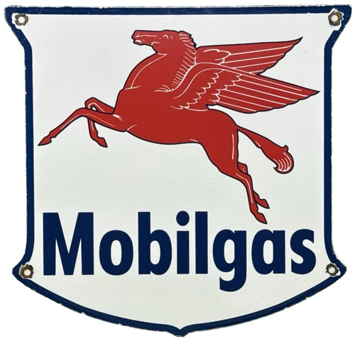 VINTAGE MOBILGAS PORCELAIN SIGN DEALERSHIP GAS MOBIL MOTOR OIL PEGGY GAS