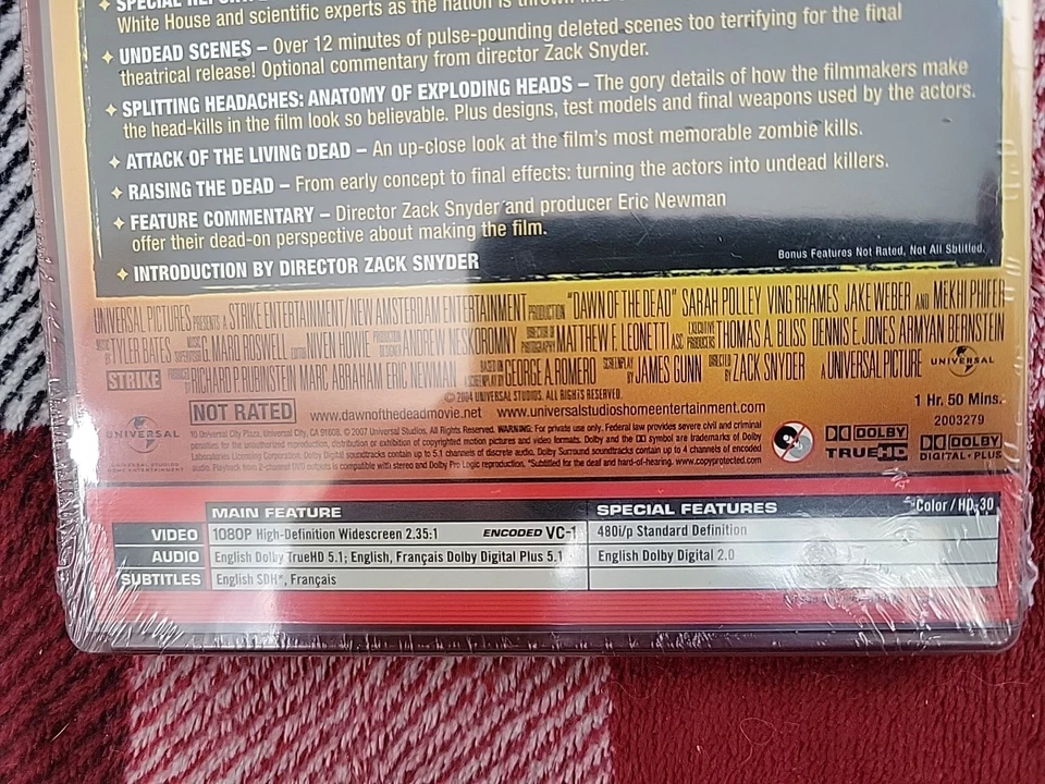 Dawn of the Dead HD-DVD 2004 Unrated Director's Cut Brand New Sealed Ships Free  - Image 4 of 4