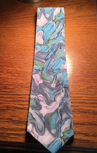 J Garcia Malachite Valley Collection Seven Silk Men's Tie Lavender Blue Abstract