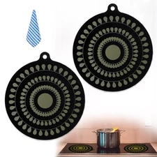 9.5 Inch Thermochromic Silicone Induction Cooktop Protect Mat,2Pcs Induction ...
