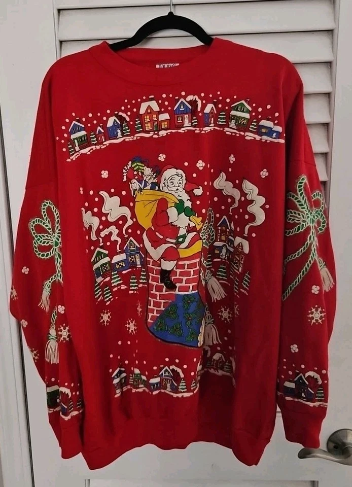 Vintage 90s ~ Red Christmas Crewneck ~ Size 22W - Image 2 of 4