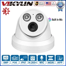 VIKYLIN 5MP IR 30m Night Vision Turret Security IP Camera MIC Outdoor Waterproof