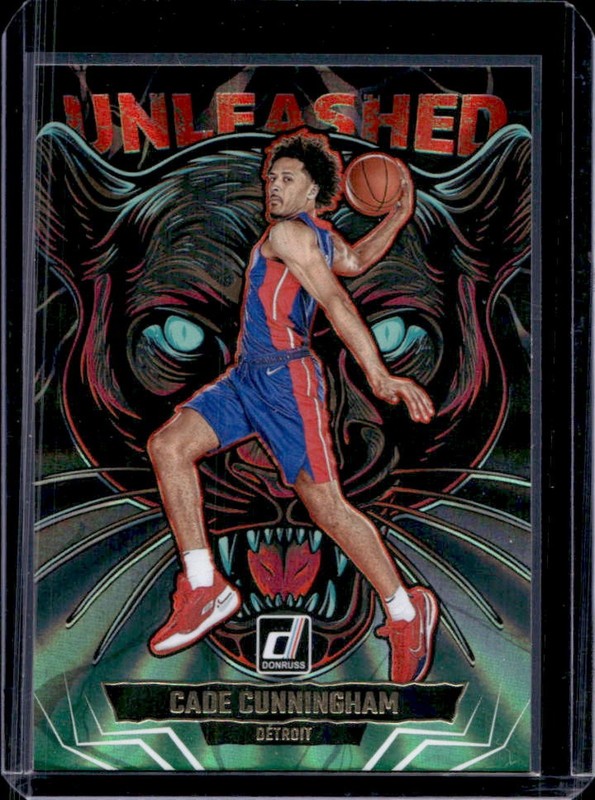 2025-26 Panini Donruss Cade Cunningham Unleashed Holo Green Laser #17 Pistons