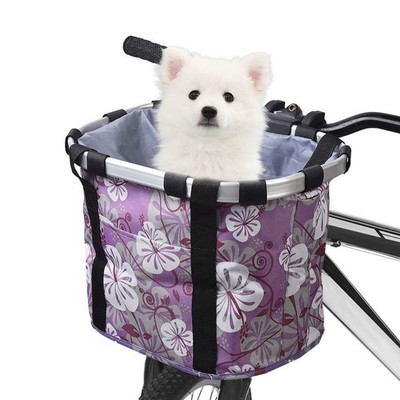 Lixada Bike Basket Small Pet Cat Dog Carrier Bicycle Handlebar Front Basket Fold