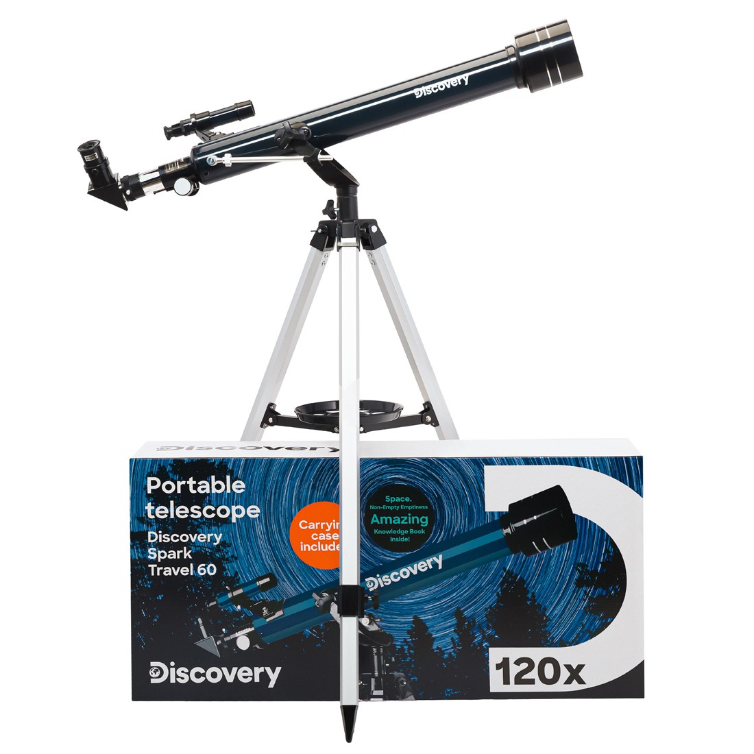 Télescope Discovery Spark Travel 60 réfracteur 60/700 avec monture azimutale et trépied