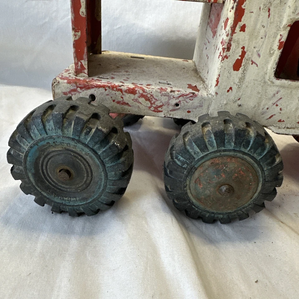 Niveladora de carretera vintage Lumar de acero prensado rojo/blanco años 50 Foto 2 de 4