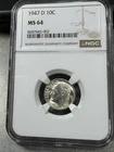 1947D Roosevelt Dime 90% MS64