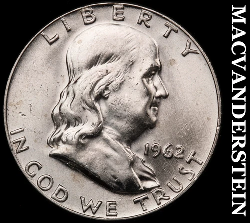 1962-D Silver Franklin Half Dollar - Choice Gem Brilliant Unc++  Lustrous  #i147