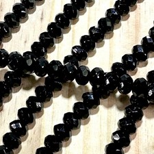 Czech Glass Rondelle Spacer Beads 6x9mm Jet Black tire/donut beads 28pcs J859