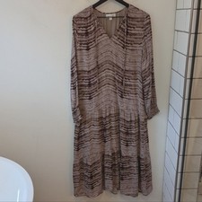 Cloth & Stone Women's Brown Tie Dye Boho Tiered Midi Dress Drop Waist Small