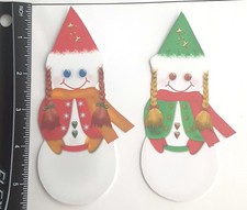 Lot of 2 Winter SnowGirls Braids Scarf SINGLE LAYER Embellishments 1048