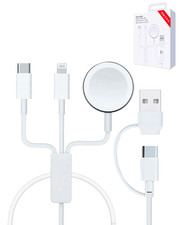 3in1 Magnetic Watch Charger USB C Lightning Cable Fast Charging Cord 15W 4ft